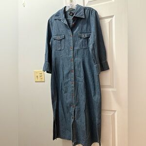 The J. Peterman Company Vintage Button Down Denim Dress- Missing Belt Size 10